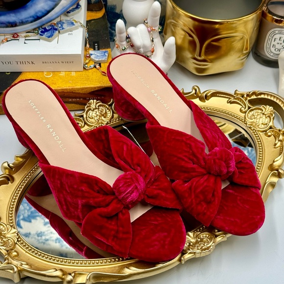 🆕 LOEFFLER RANDALL 🧿 NWOB Celeste Knotted Velvet Block Mid Heel Slide, Sz 7 - Picture 4 of 14